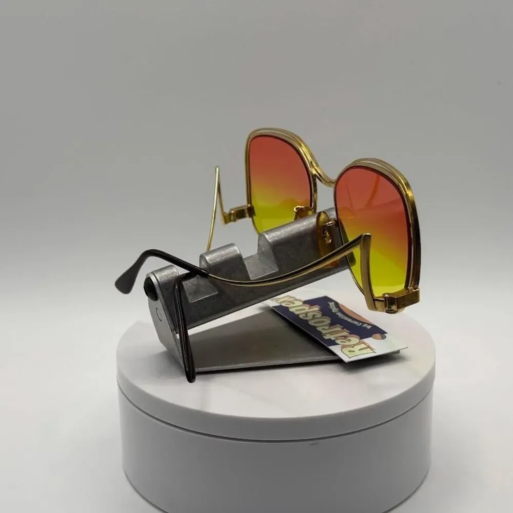 Vintage NOS Drop Temple Dramatic Eyeglass Frames with New Non-RX Lenses | Retro